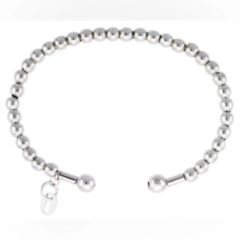 New 3mm Sterling Silver Italian Cuff Bead Baby Bangle, fits most 4 inch wrists